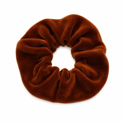GUMKA DO WŁOSÓW WELUR SCRUNCHIE BRĄZOWA PRODUKT POLSKI (0103-B SAH)