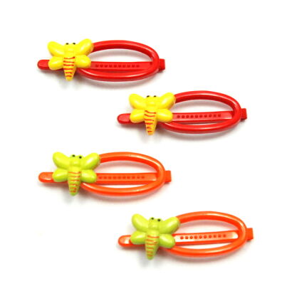 SPINKI DZIĘCIECE DO WŁOSÓW KOLOROWE Z MOTYLEM 4 SZTUKI (0226-515 SA)