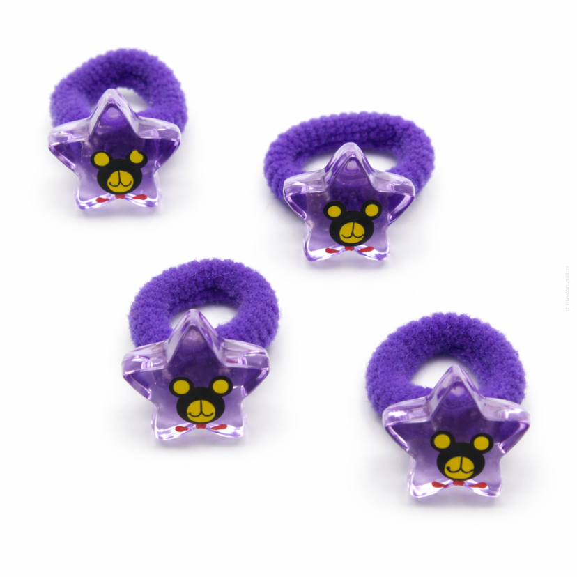 GUMKI DO WŁOSÓW DZIECIĘCE FIOLETOWE GWIAZDKI 4 SZTUKI (0194-24 SAMH)