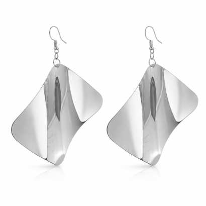 KOLCZYKI WISZĄCE "BLASZKI" FALOWANE SREBRNE 0615-170