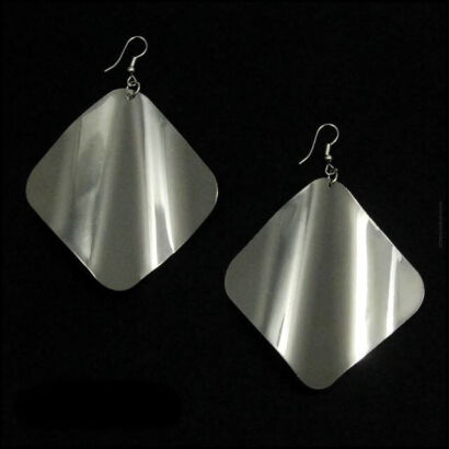 KOLCZYKI WISZĄCE "BLASZKI" FALOWANE SREBRNE 0615-170