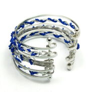 BRANSOLETKA METALOWA Z NIEBIESKIMI KORALIKAMI                                                          (7B354B) - 3