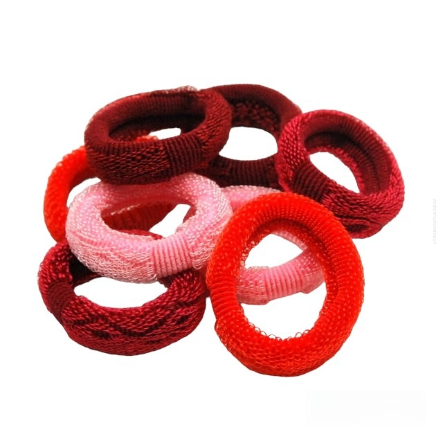 GUMKI DO WŁOSÓW / FROTKI CZERWONY MIX 12 SZTUK (5218 SA)