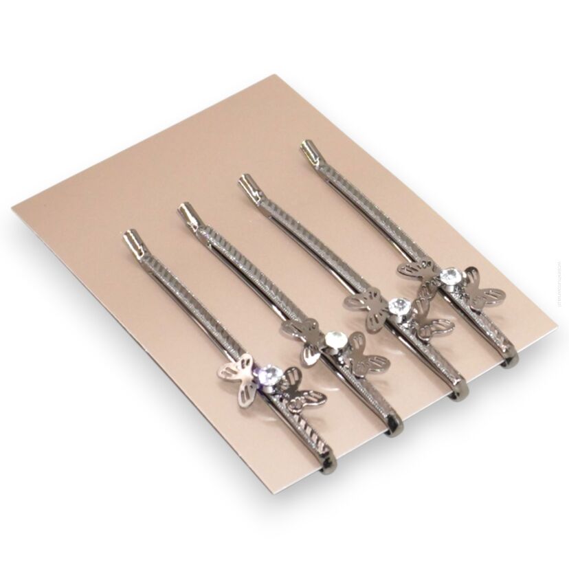 WSUWKI DO WŁOSÓW OZDOBNE SREBRNE KOMPLET 4 SZTUKI                            (5992-11 SA)