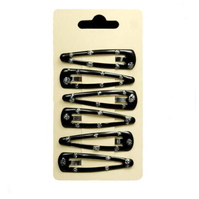 SPINKI DO WŁOSÓW DZIECIĘCE CZARNE OBLEWANE PLASTIKIEM 10 SZTUK                          (1297 SA)