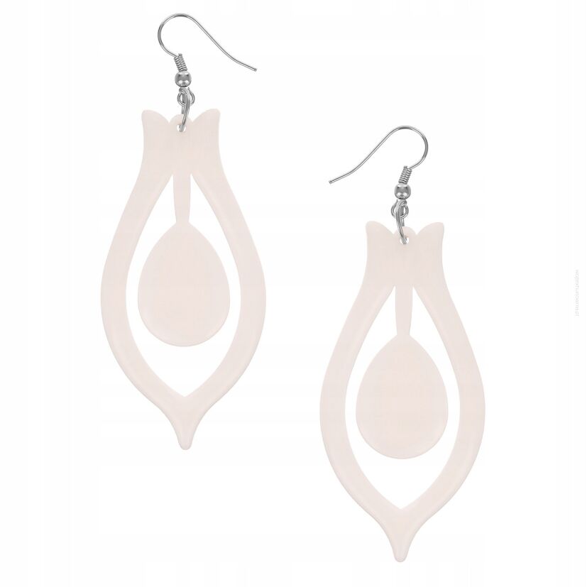 KOLCZYKI PLASTIKOWE WISZĄCE BIAŁE                                            (0605-1007-2 SAH)