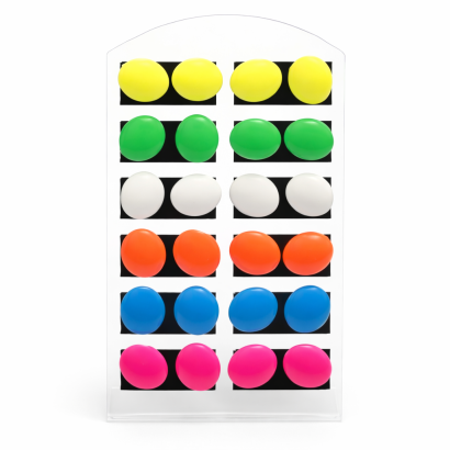 KOLCZYKI NA PALETCE (12 PAR) OWALNE NEONOWE KOLORY 0609-08