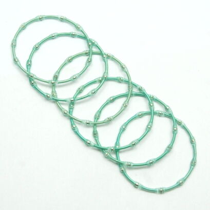 BRANSOLETKI MODERN METALOWE SPRĘŻYNKI SELEDYNOWE 6 SZTUK                       (1416-3 SAM)