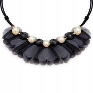 NASZYJNIK CZARNY Z PEREŁKAMI ELEGANCKI REGULOWANY                                          (0616-16 SAH L) - 2