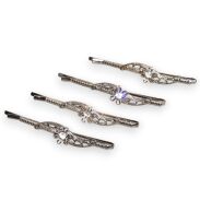 WSUWKI DO WŁOSÓW OZDOBNE SREBRNE KOMPLET 4 SZTUKI     (5992-13 SA) - 2