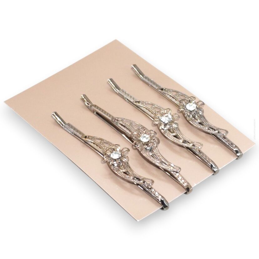 WSUWKI DO WŁOSÓW OZDOBNE SREBRNE KOMPLET 4 SZTUKI     (5992-13 SA)