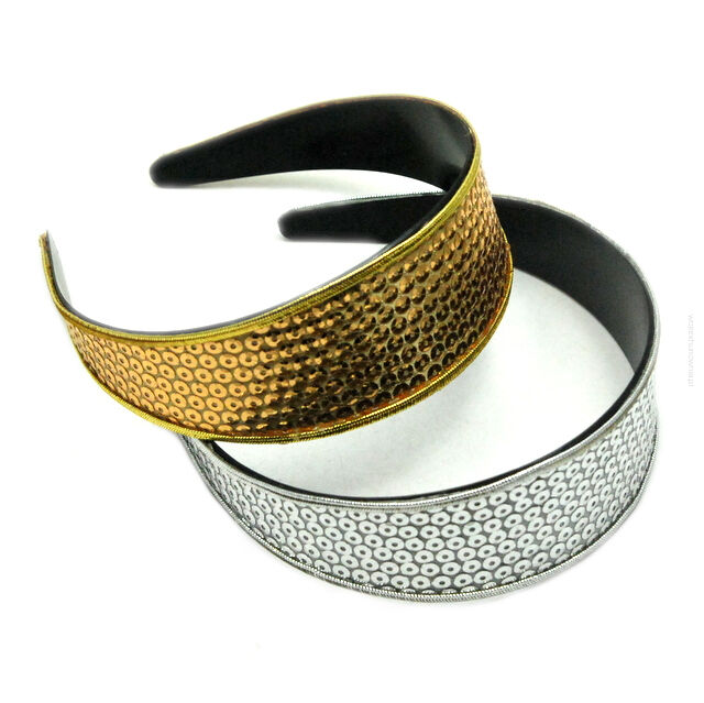 OPASKI DO WŁOSÓW SZEROKIE ZŁOTE I SREBRNE 6 SZTUK (0214-58 SAM)