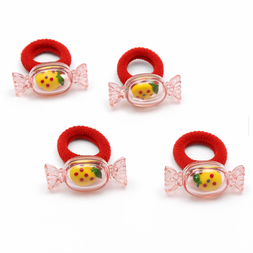 GUMKI DO WŁOSÓW DZIECIĘCE CZERWONE CUKIERKI 4 SZTUKI (0194-38 SAMH)