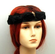 OPASKA NA GŁOWĘ OZDOBNA TIULOWA KWIATY CZARNA 0019-010 - 3