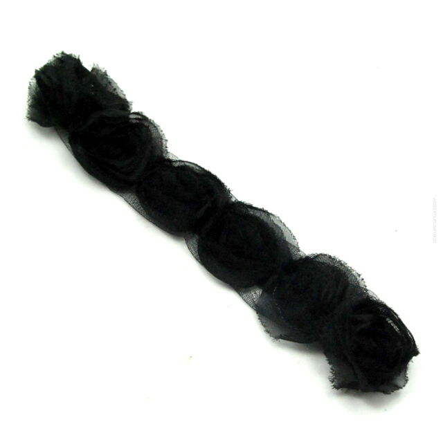 OPASKA NA GŁOWĘ OZDOBNA TIULOWA KWIATY CZARNA 0019-010