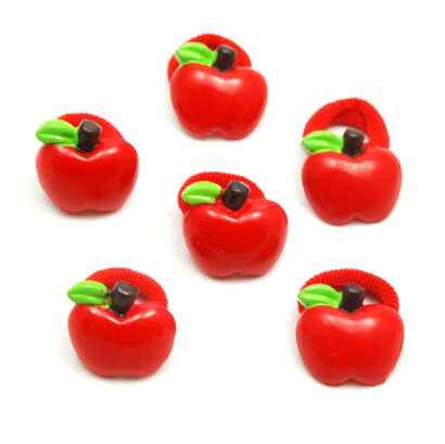 GUMKI DO WŁOSÓW DZIECIĘCE  CZERWONE "JABŁUSZKA"  6 SZTUK (0317-161A/S)