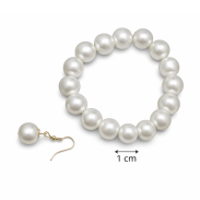 ZESTAW / SET PEREŁKI KLASYCZNE KORALE + BRANSOLETKA + KOLCZYKI BIAŁE (1311-100) - 3