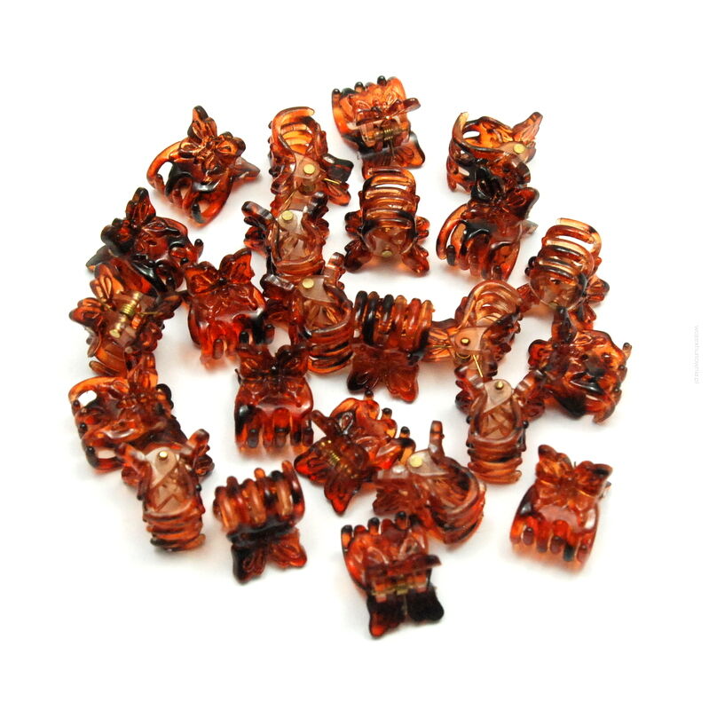 KRABIKI MAŁE BRĄZOWE MOTYLKI / SZCZĘKI DO WŁOSÓW  60 SZTUK                                                                (0716 SAM2)