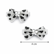 SPINKI DO WŁOSÓW DZIECIĘCE KOKARDKI BIAŁE/CZARNE 4 SZTUKI (0226-2 SAH) - 3