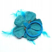 BROSZKA DAMSKA / GUMKA DO WŁOSÓW Z NIEBIESKIM KWIATEM Z CEKINAMI 0615-757 - 2