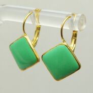 KOLCZYKI WISZĄCE EMALIOWANE ZIELONE ROMBY                                        (5446-3 SAM) - 3