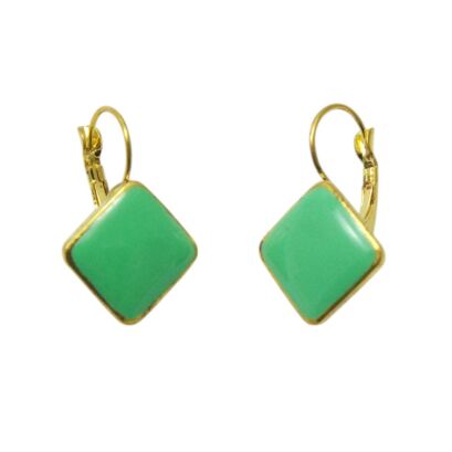 KOLCZYKI WISZĄCE EMALIOWANE ZIELONE ROMBY                                        (5446-3 SAM)