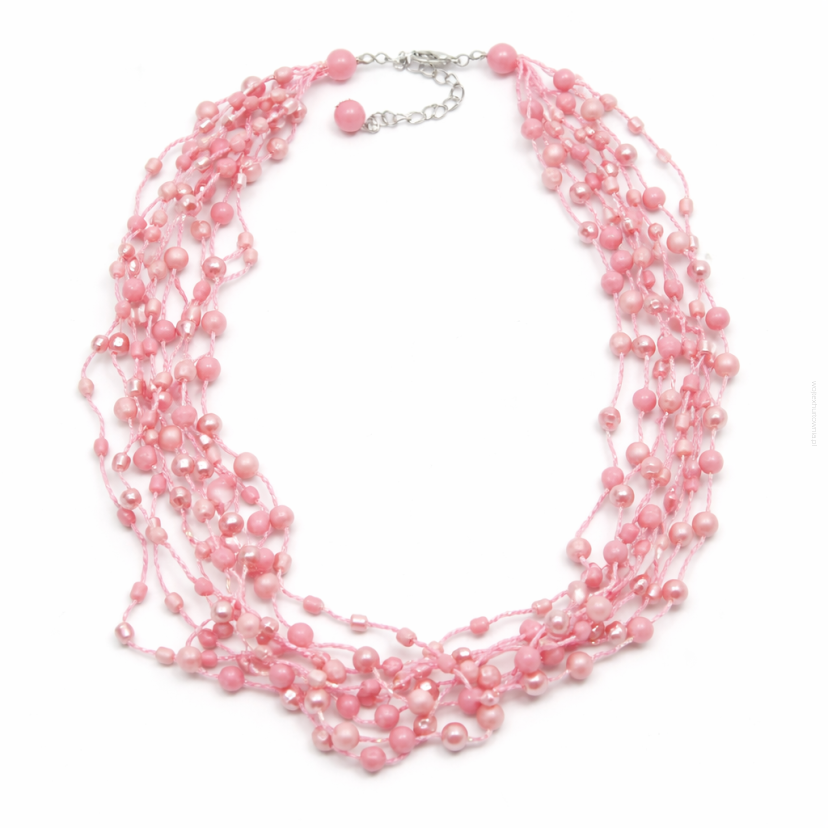 NASZYJNIK / WISIOREK Z RÓŻOWYMI KORALIKAMI (N-0604/6/9R A-3 SAM C)