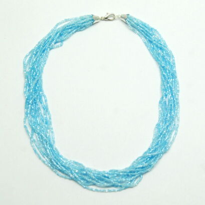 NASZYJNIK / WISIOREK NIEBIESKI Z KORALIKAMI                 (0643-554 SAH)