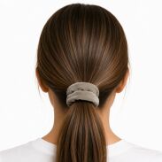 GUMKA DO WŁOSÓW WELUR  SCRUNCHIE POPIEL- BEŻ PRODUKT POLSKI (0103-BP SAH) - 2