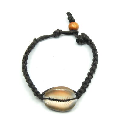 BRANSOLETKA ROZPINANA NA SZNURECZKU Z MUSZELKĄ                                           (6629 SAM)