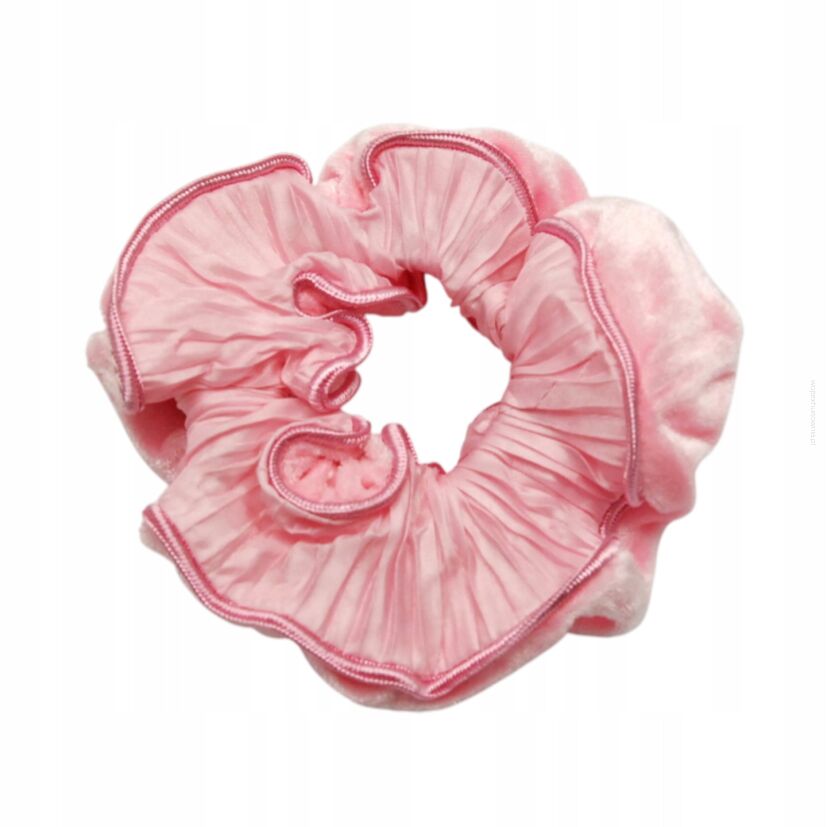 GUMKA DO WŁOSÓW Z FALBANKĄ / SCRUNCHIES  RÓŻOWA                      (5281-4 SAMF)