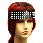 OPASKA NA GŁOWĘ ELASTYCZNA OZDOBNA  Z DŻETAMI / KRYSZTAŁKI CZARNA 0137-14 - 2