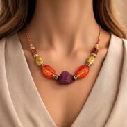 NASZYJNIK CANTO ELEGANCKI CZARNY ZŁOTY BURSZTYNOWY 45 CM(CANTO-N-15) - 4