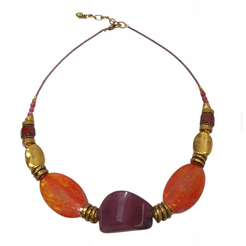 NASZYJNIK CANTO ELEGANCKI CZARNY ZŁOTY BURSZTYNOWY 45 CM(CANTO-N-15)