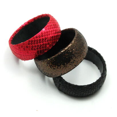 BRANSOLETKI  SZEROKIE Z DROBNYMI CEKINKAMI 3 SZTUKI   (0605-185 SAH)