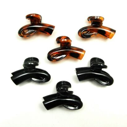 SZCZĘKI / KLAMRY ŚREDNIE CZARNE I BRĄZOWE 6 SZTUK                                                                           (0129-27 SAM)