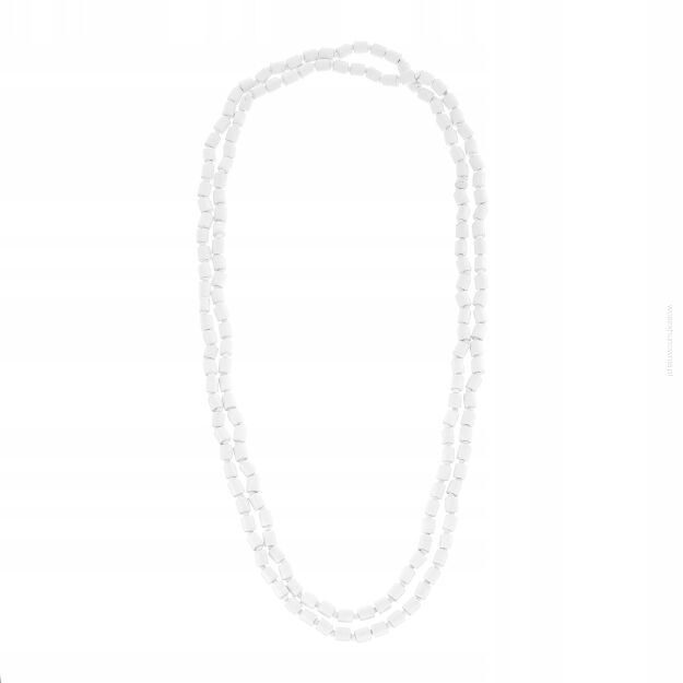 KORALE DREWNIANE DŁUGIE DROBNE W KOLORZE BIAŁYM                                                        0613-1005