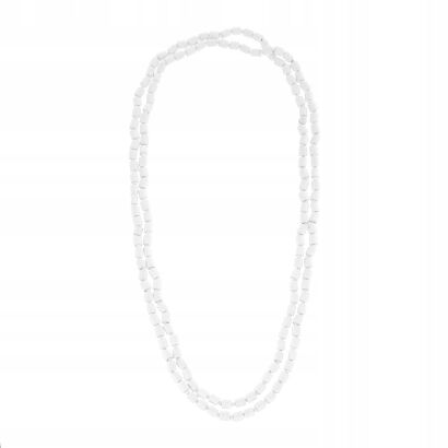 KORALE DREWNIANE DŁUGIE DROBNE W KOLORZE BIAŁYM                                                        (0613-1005 SAH)