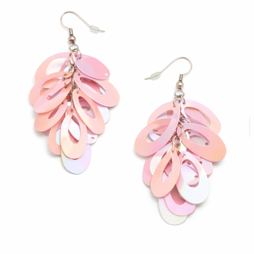 KOLCZYKI WISZĄCE KOŁA POŁYSKUJĄCE RÓŻOWE 0605-150