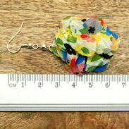 KOLCZYKI Z MATERIAŁU WISZĄCE KOLOROWE  KWIATY                                                                        (0611-93 SAH) - 2