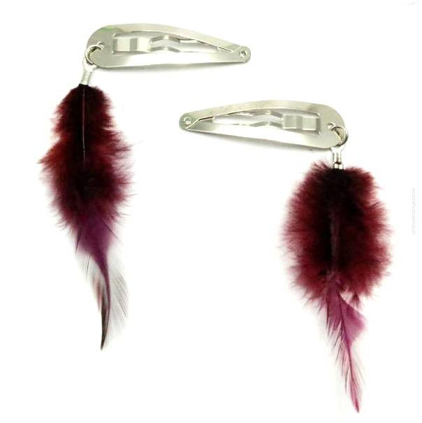 SPINKI DO WŁOSÓW Z PIÓRKAMI 6 SZTUK - OSTATNI KPL!!                                            (0172-13)