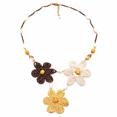 NASZYJNIK / WISIOR Z KORALIKAMI "JABLONEX" KWIATKI (0676-1 AS)