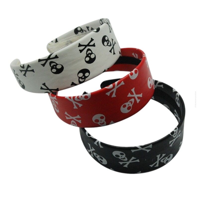 OPASKI DO WŁOSÓW SZEROKIE KOLOROWE 3 SZTUKI CZASZKI (6893-2 SAM)