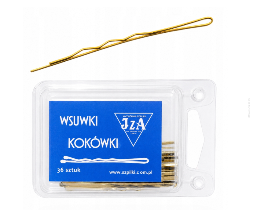 Wsuwki do włosów IZA złote karbowane 6 cm 36 sztuk (226/36)