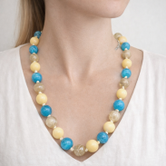 KORALE OZDOBNE STOPNIOWANE TURKUSOWO-BEŻOWY (0676-80) - 3