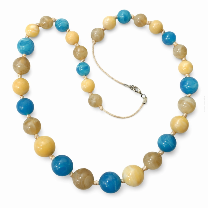 KORALE OZDOBNE STOPNIOWANE TURKUSOWO-BEŻOWY (0676-80)