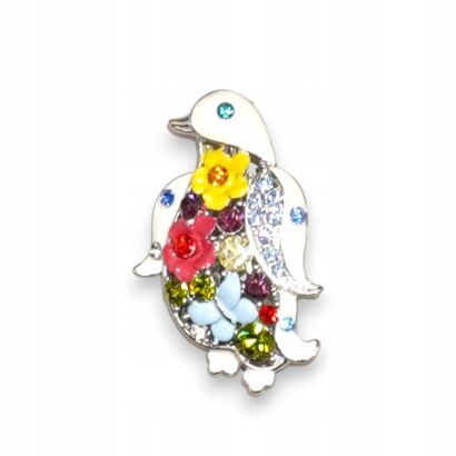 BROSZKA METALOWA OZDOBNA – KOLOROWY PINGWIN Z AGRAFKĄ                        (6106-1)