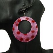 KOLCZYKI WISZĄCE RÓŻOWE Z MASY PERŁOWEJ                                          (0615-645 SAM2) - 3