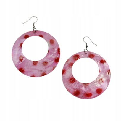 KOLCZYKI WISZĄCE RÓŻOWE Z MASY PERŁOWEJ                                          (0615-645 SAM2)