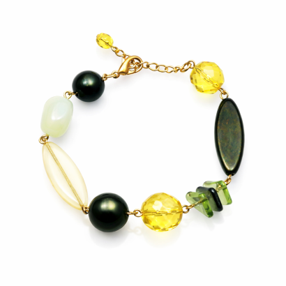 BRANSOLETKA  ZE SZKIEŁKAMI JABLONEX ZIELONA BOHO / ETNO 0602-46